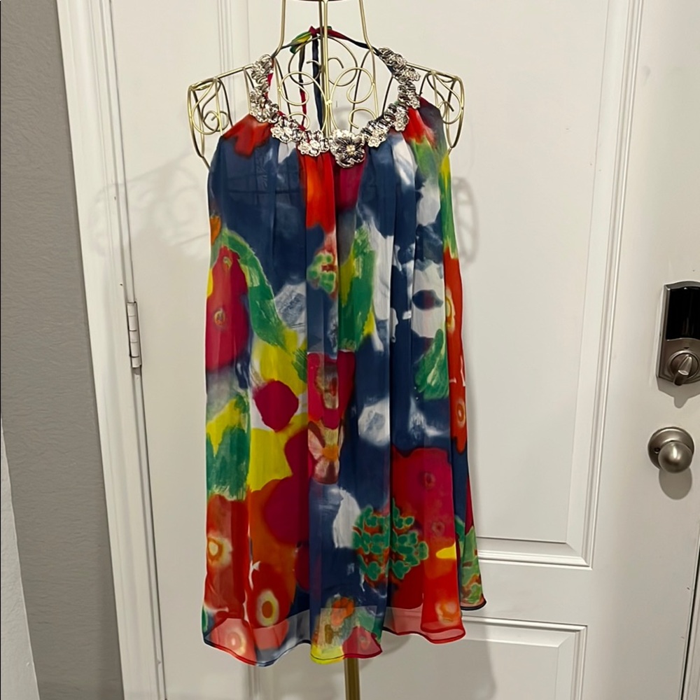 Love & Love Sleeveless Halter Tank Top with Metal Embellishments to Collar